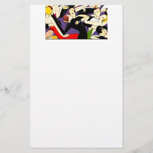 Art Deco Dansende Paren Patroon   Jazz Age Jaren 2 Briefpapier
