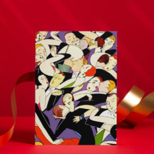Art Deco Dansende Paren Patroon   Jazz Era Jaren 2 Feestdagen Kaart