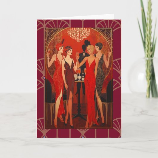 Art Deco - De dames in het rood Kaart (Voorkant)