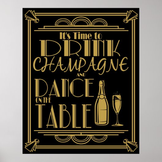 Art Deco De tijd om champagne te drinken Poster (Voorkant)