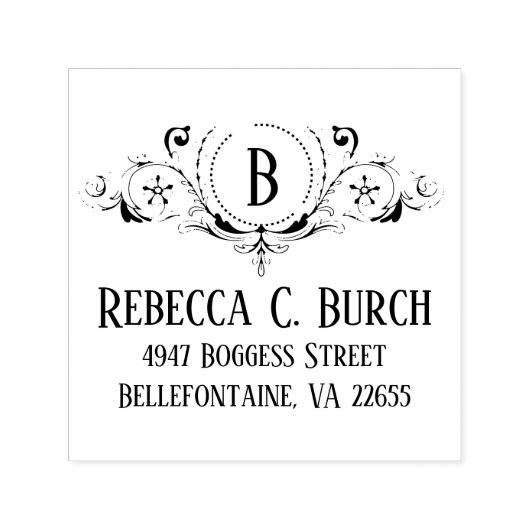 Art Deco decoratieve wervelingen retouradres | Zelfinktende Stempel (Design)