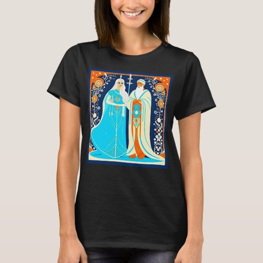 Art Deco Ded Moroz en Snow Maiden T-shirt (Voorkant)