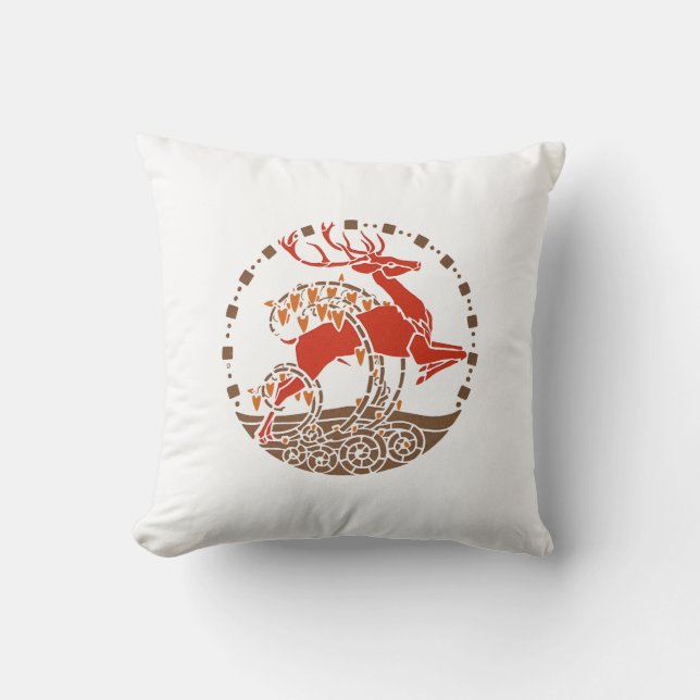 Art Deco Deer in Circle Kussen (Voorkant)