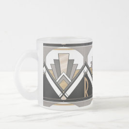 Art Deco Delight Patroon Gepersonaliseerde Initiaa Matglas Koffiemok