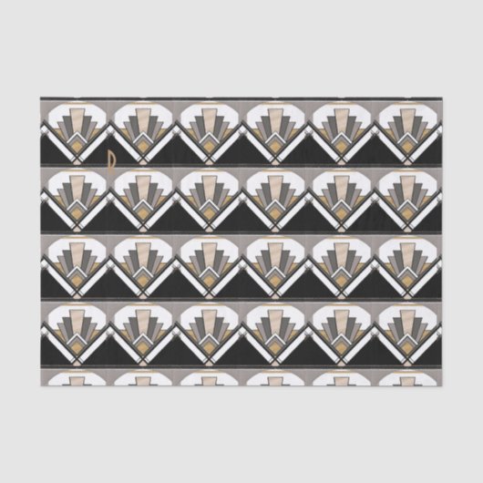 Art Deco Delight Patroon Gepersonaliseerde Initiaa Tissuepapier (Voorkant)