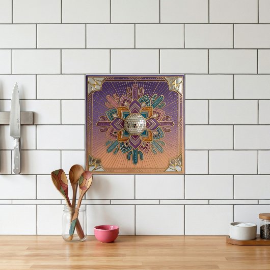 Art Deco Desert Disco Mandala Ceramic Tile Tegeltje