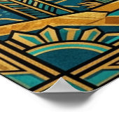 Art Deco Desert Sunset Poster - Geometric Saguaro  (Hoek)