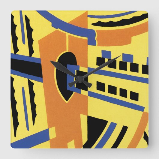 Art Deco Design #5 op Emporio Moffa Vierkante Klok (Voorkant)