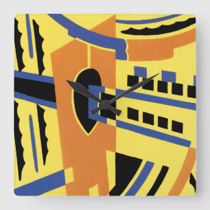 Art Deco Design #5 op Emporio Moffa Vierkante Klok