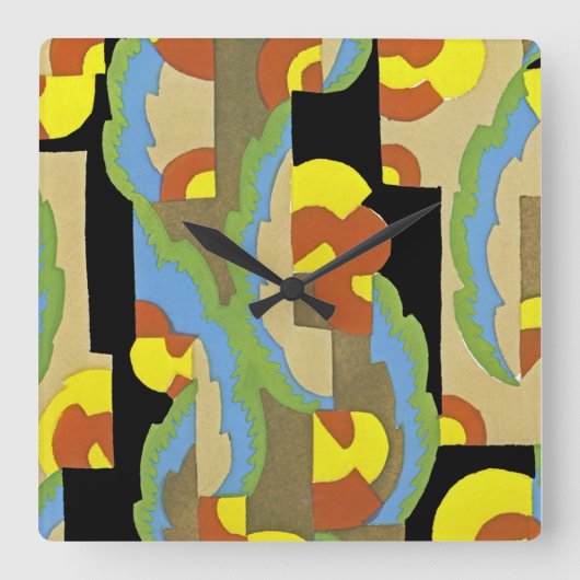 Art Deco Design #9 op Emporio Moffa Vierkante Klok (Voorkant)