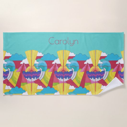 Art Deco design, abstract, jouw naam Strandlaken (Voorkant)