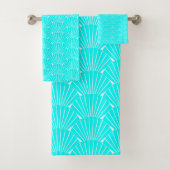 Art Deco Design Aqua Blue Bad Handdoek (Insitu)