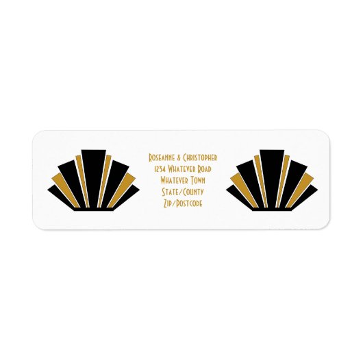Art Deco Design Black en Gold Weddenschap Etiket (Voorkant)
