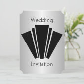 Art Deco Design Black en Silver Wedding Kaart (Staand voorkant)
