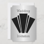 Art Deco Design Black en Silver Wedding Kaart (Voorkant)