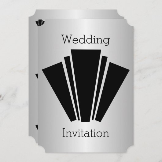 Art Deco Design Black en Silver Wedding Kaart (Voorkant / Achterkant)