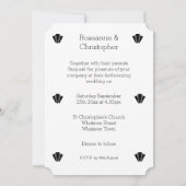 Art Deco Design Black en White Weddenation Kaart (Achterkant)