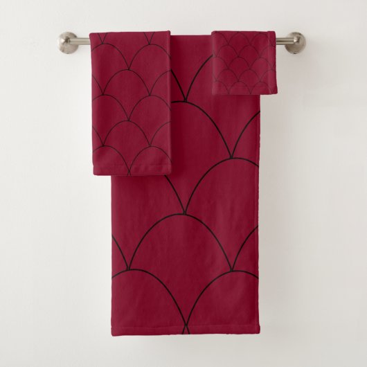 Art Deco Design Burgundy Bad Handdoek (Insitu)
