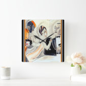 Art Deco Design Clock door Dodo Vierkante Klok (Huis)