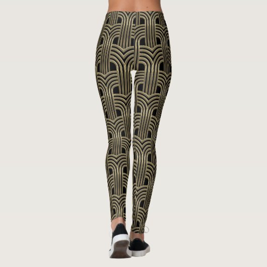 Art Deco Design Goud en Zwart Leggings (Achterkant)