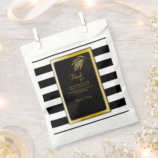 Art Deco Design gouden Rozen laat zwarte strepen a Bedankzakje (Geknipt)