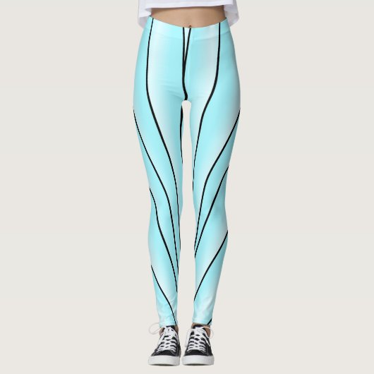 Art Deco Design Lichtblauw Leggings (Voorkant)