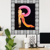 Art Deco Design met Erte's letter R Poster (Thuiskantoor)