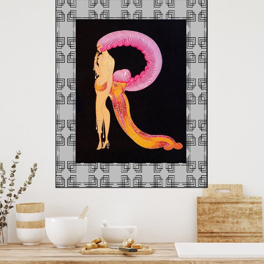 Art Deco Design met Erte's letter R Poster (Keuken)