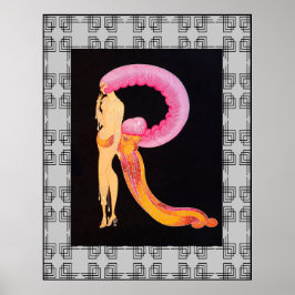 Art Deco Design met Erte's letter R Poster
