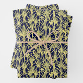 Art Deco Design met Velden in Blauw en Goud Inpakpapier Vel (In situ)