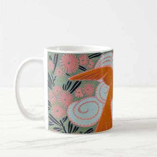 Art Deco Design No. 11 exotische vogel Koffiemok (Links)