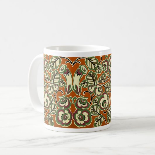 Art Deco Design No. 5 Floral Pattern Koffiemok (Voorkant links)