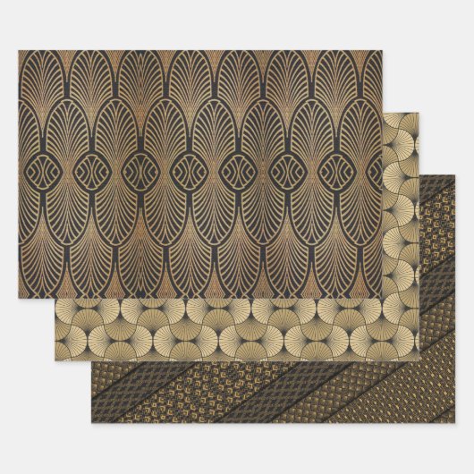 Art Deco-Design op 3 vellen 3 Design Gift Wrap (Set)