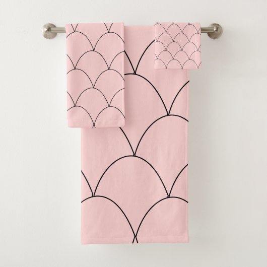 Art Deco Design Roze Bad Handdoek (Insitu)