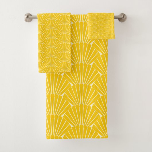 Art Deco Design Yellow Bad Handdoek (Insitu)