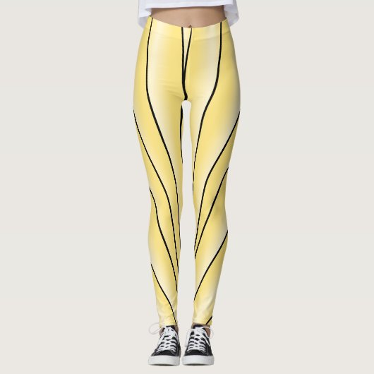 Art Deco Design Yellow Leggings (Voorkant)