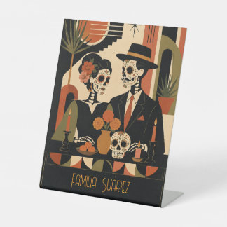 Art Deco Dia De Los Muertos-voetstuk voor Altaar Reclamebord Met Voetstuk