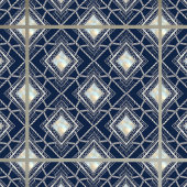 Art Deco Diamant Geometrisch Zilver Marine Inlegwe Tegeltje