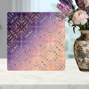 Art Deco Diamant Patroon Paarse Perzik Ombre  Tegeltje