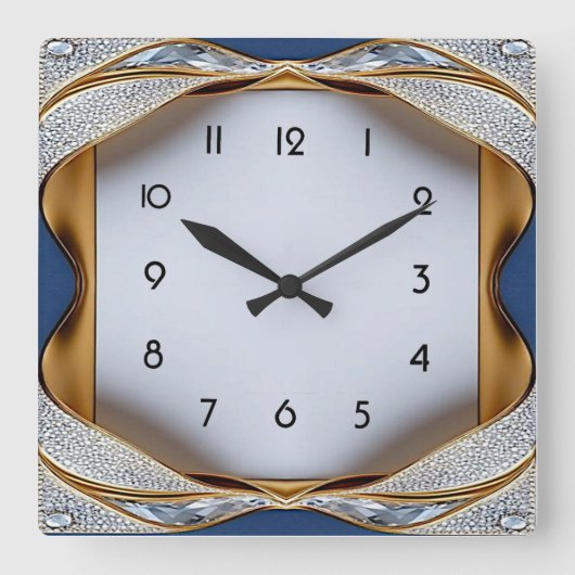 Art Deco Diamant Vierkante Klok (Voorkant)