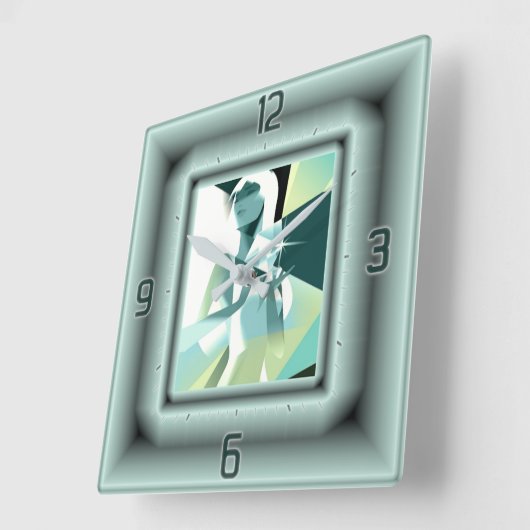 Art Deco diamant Vierkante Klok (Hoek)