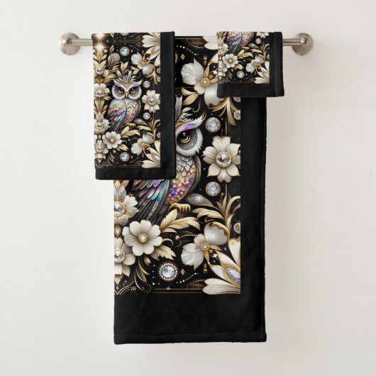 Art Deco Diamanten Uil Bad Handdoek (Insitu)