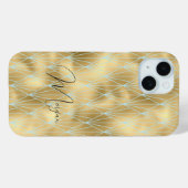 Art Deco diamantpatroon, goud en turquoise, script Case-Mate iPhone Case (Achterkant (horizontaal))