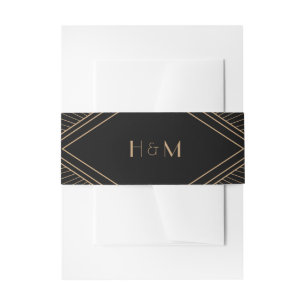 Art Deco Diamond Black Wedding Uitnodigingen Wikkel