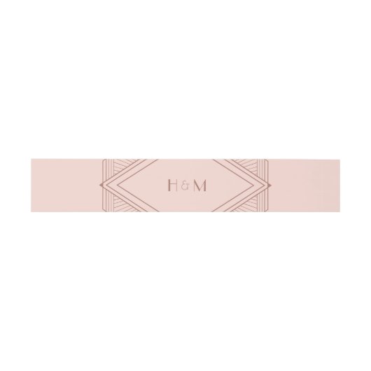 Art Deco Diamond Blush Pink Rose Gold Wedding Uitnodigingen Wikkel (Vlak)