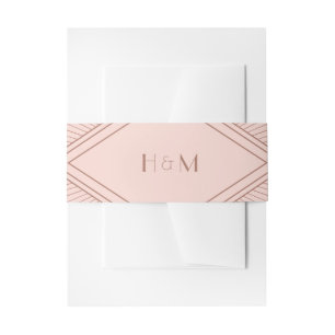 Art Deco Diamond Blush Pink Rose Gold Wedding Uitnodigingen Wikkel