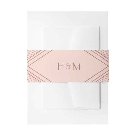Art Deco Diamond Blush Pink Rose Gold Wedding Uitnodigingen Wikkel (Voorkant Voorbeeld)