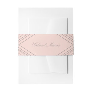 Art Deco Diamond Blush Pink Wedding Uitnodigingen Wikkel