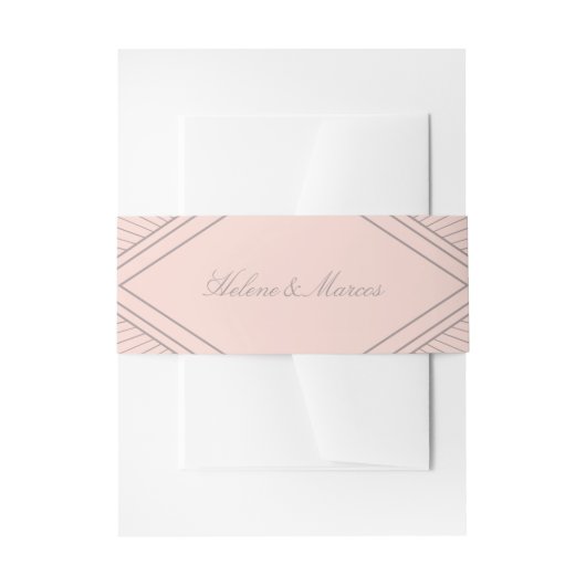 Art Deco Diamond Blush Pink Wedding Uitnodigingen Wikkel (Voorkant Voorbeeld)