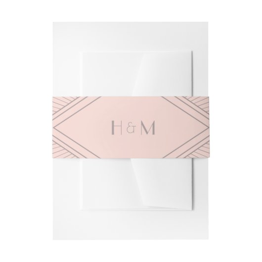 Art Deco Diamond Blush Pink Wedding Uitnodigingen Wikkel (Voorkant Voorbeeld)